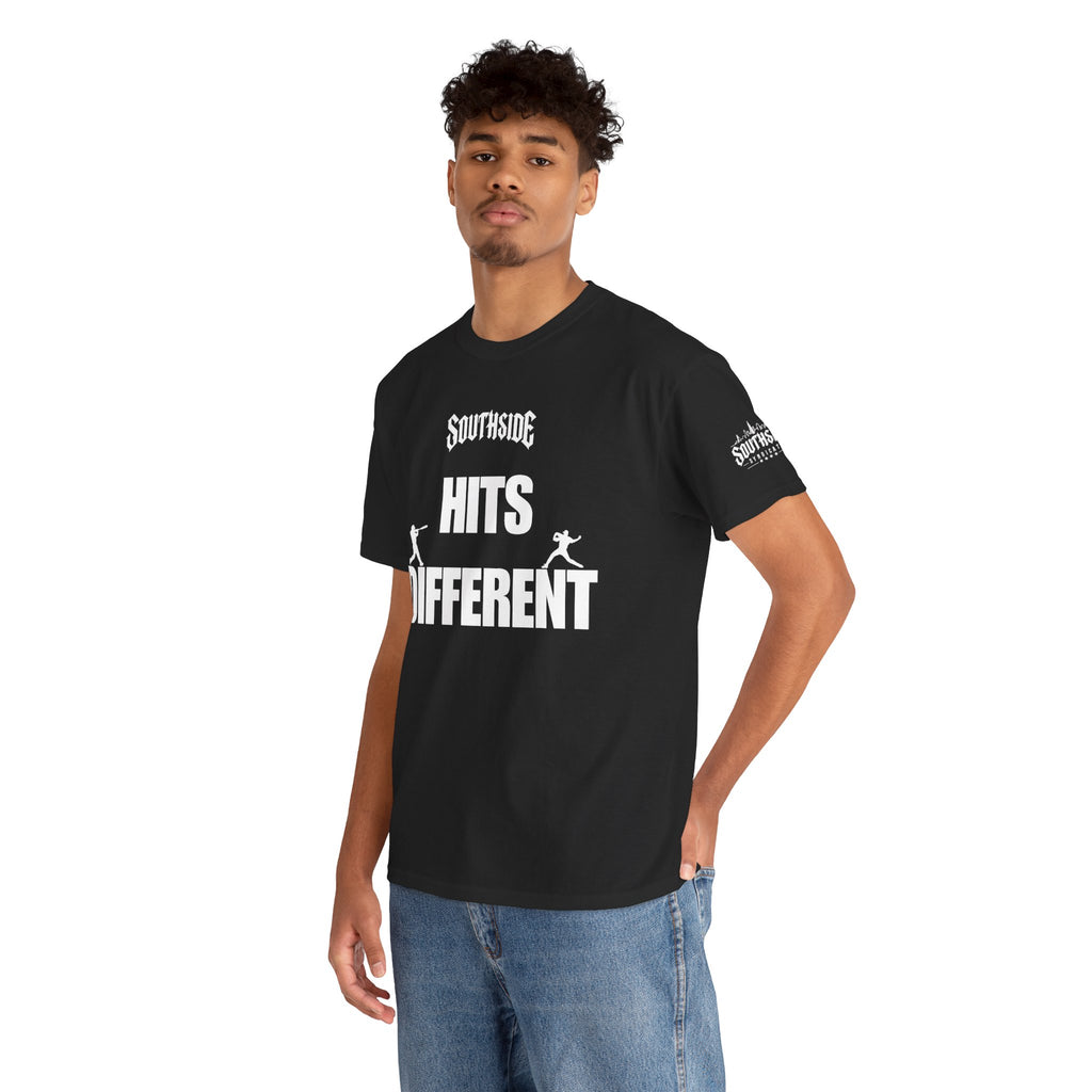 Hits Different Black Unisex Tee | Southside Syndicate